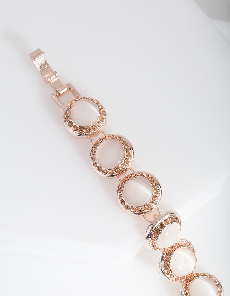 Rose Gold Catseye Halo Diamante Bracelet - Lovisa AU Jewellery ...