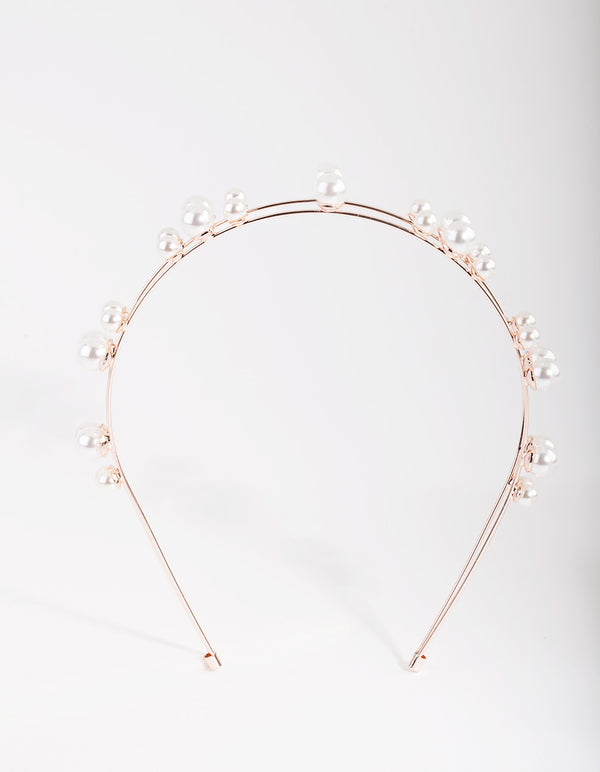 Rose Gold Double Pearl Row Headband - Lovisa