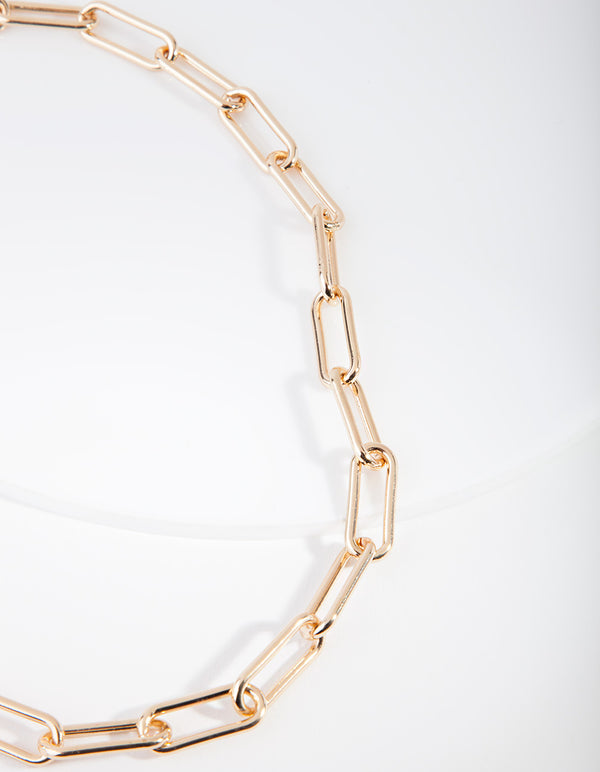 Gold Rectangle Chain Link Necklace - Lovisa