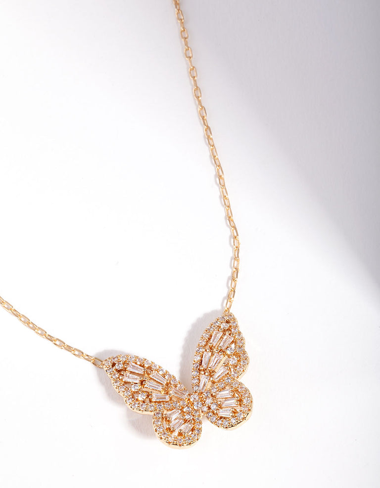 Gold Diamond Simulant Butterfly Necklace – Lovisa