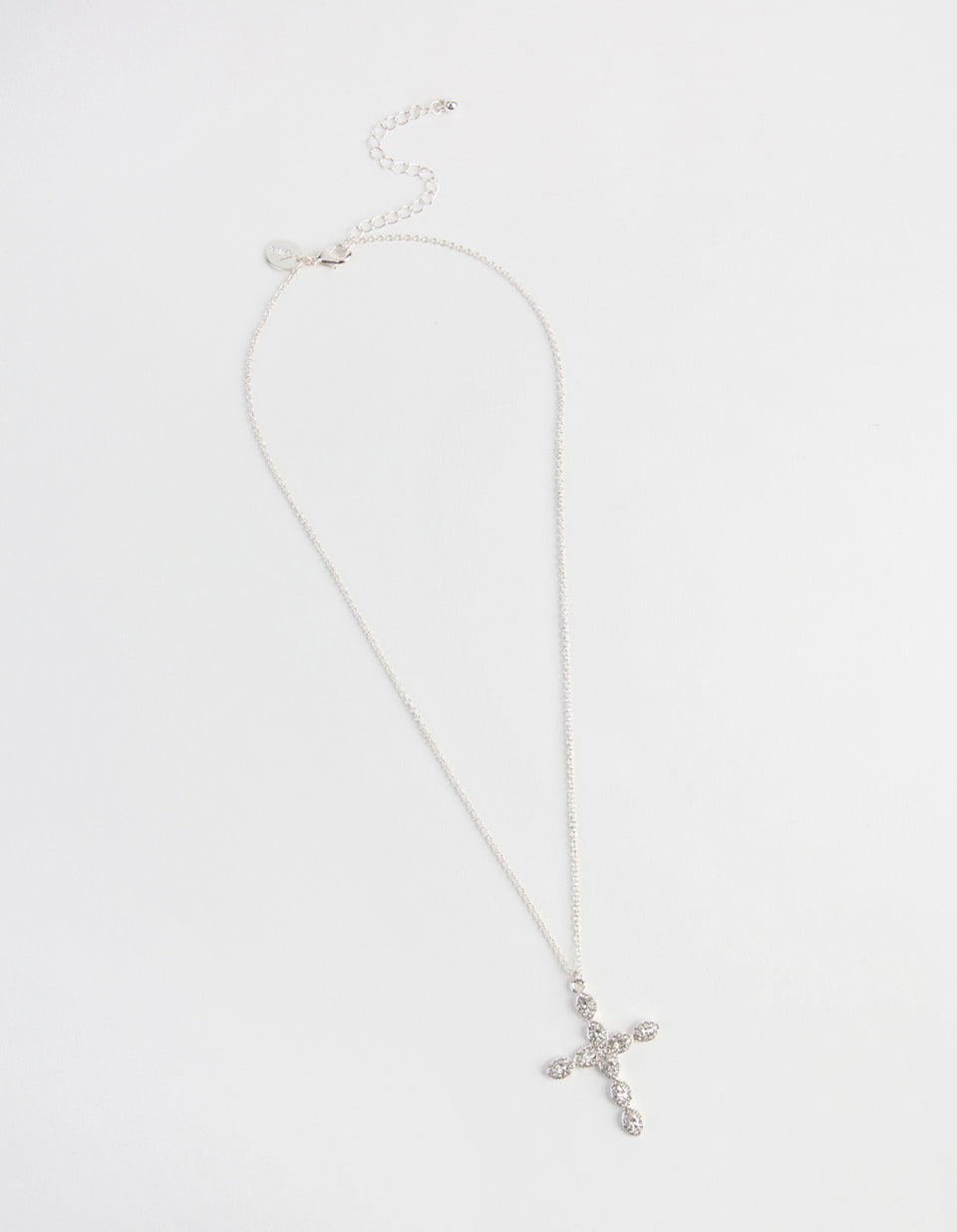 Silver Teardrop Diamante Cross Necklace – Lovisa