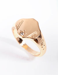 Gold Crystal Signet Ring - link has visual effect only