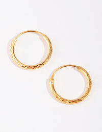 Gold Plated Sterling Silver 12mm Diamond Cut Hoop Earrings - Lovisa