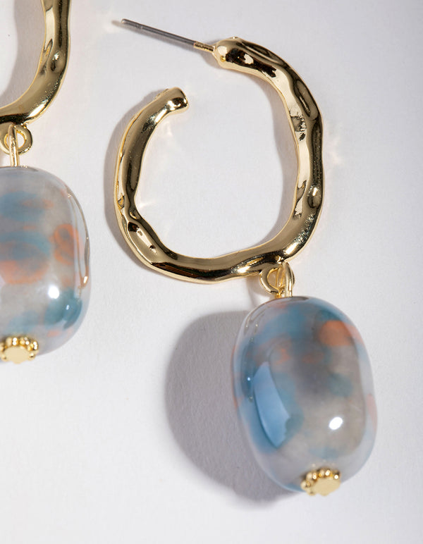 Gold Ceramic Bead Hoop Earrings - Lovisa