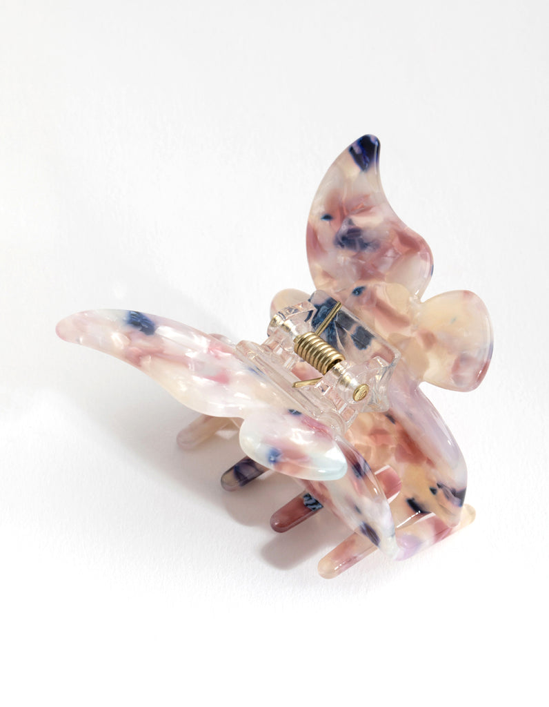 Acetate Pink Marble Butterfly Clip - Lovisa