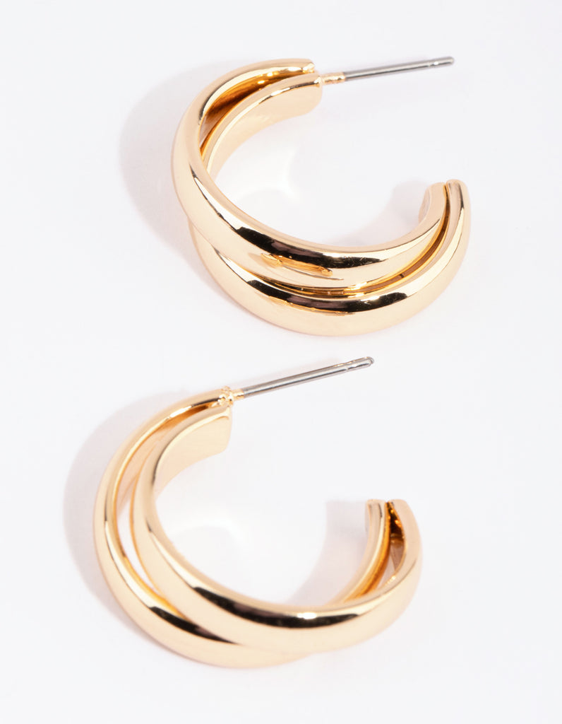 Gold Small Double Hoop Earrings - Lovisa
