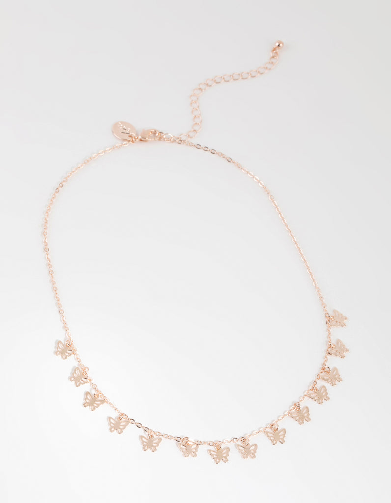 Rose Gold Cut Out Butterfly Necklace - Lovisa