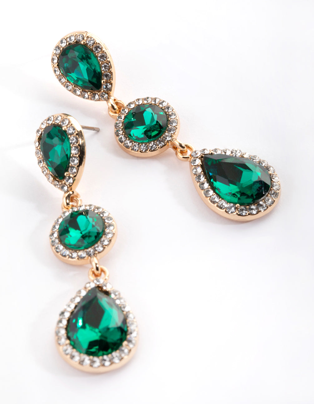 Lovisa Green Diamante Circle & Teardrop Earrings