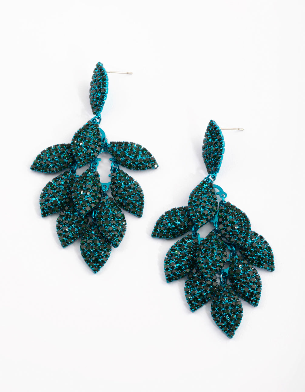 Lovisa Matte Green Diamante Leaf Earrings