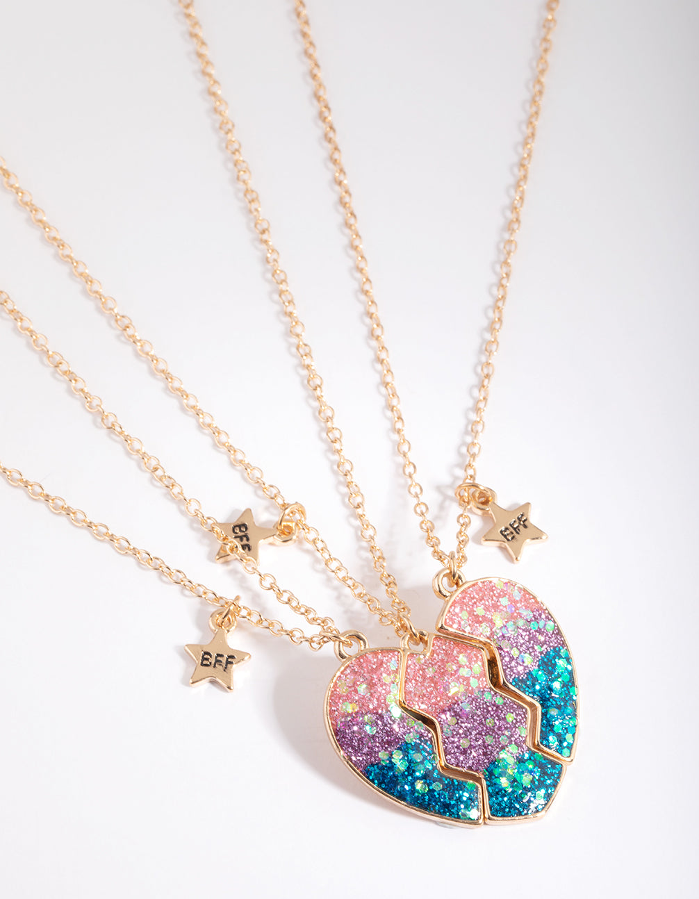 Lovisa Kids Glitter Heart Best Friend Necklace Pack