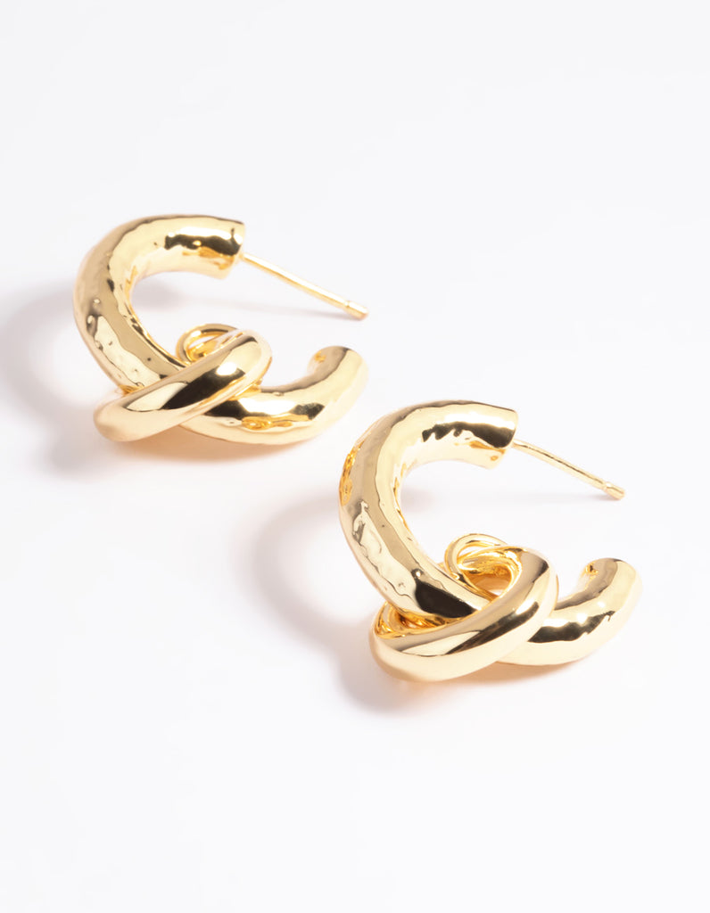 Gold Plated Molten Knot Hoop Earrings - Lovisa