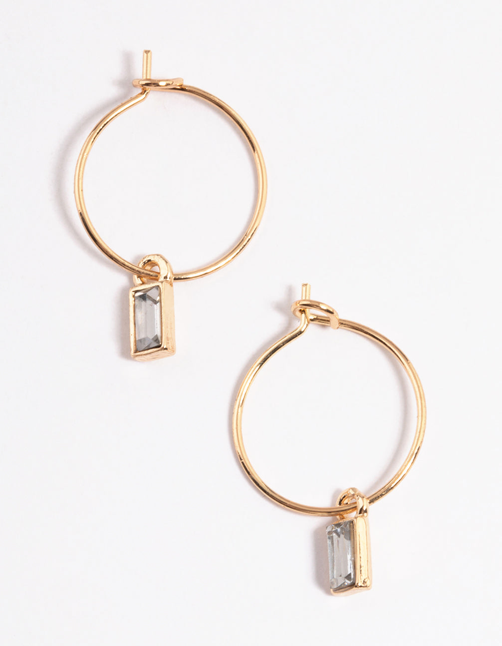 Lovisa Gold Baguette Drop Hoop Earrings