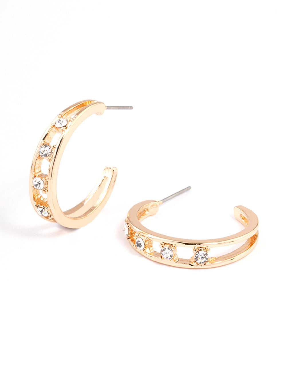 Lovisa Gold Illusion Diamante Station Hoop Earrings
