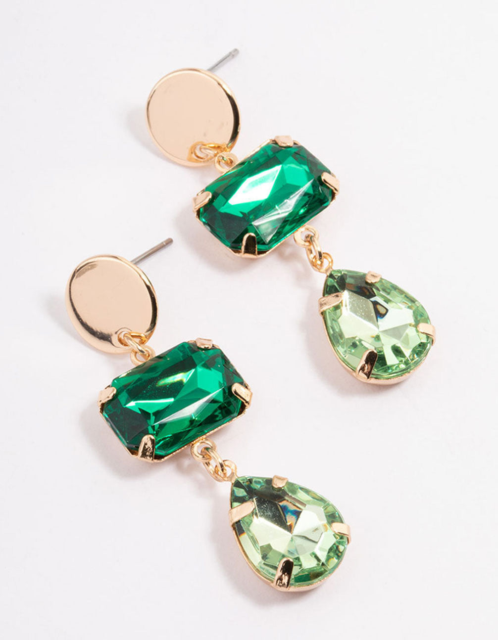 Lovisa Green Baguette & Pear Graduated Drop Earrings