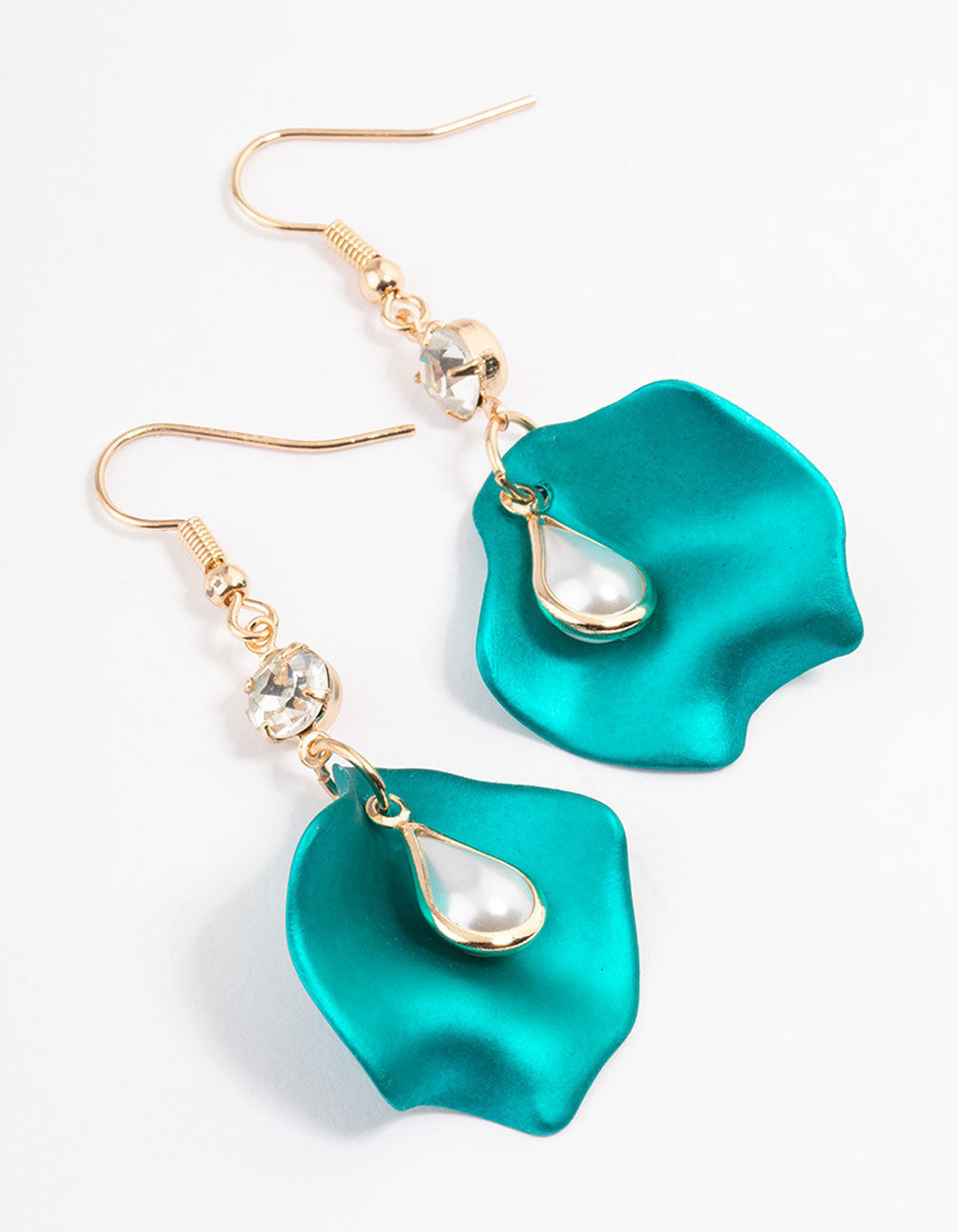 Lovisa green pearl drop & petal drop earrings