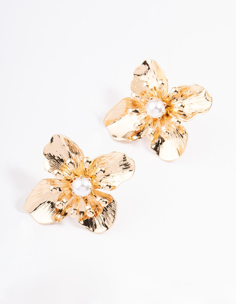 Lovisa Gold Flower Pearl Stud Earrings