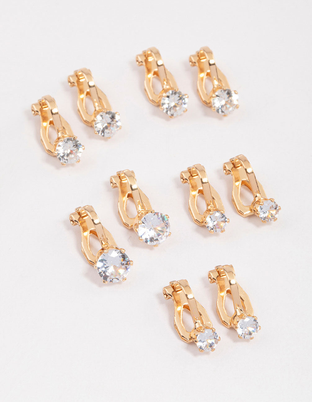 Lovisa Gold Graduating Diamante Clip On Earrings 5-Pack