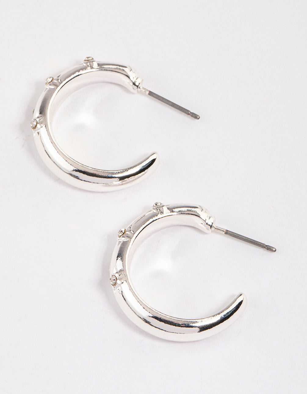 Lovisa Silver Diamante Etched Hoop Earrings