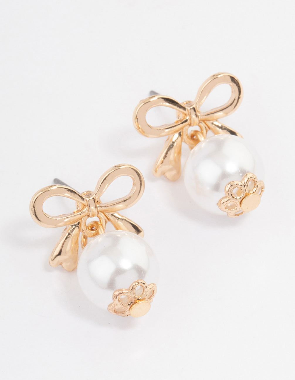 Lovisa Gold Bow Pearl Drop Earrings