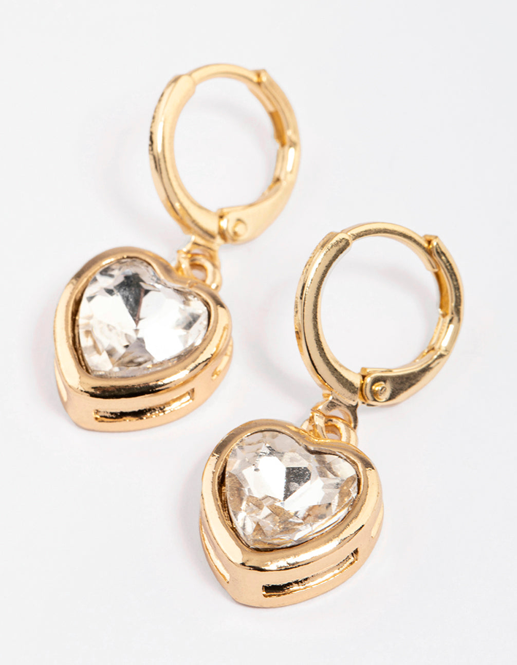 Lovisa Gold Diamante Encased Heart Huggie Earrings