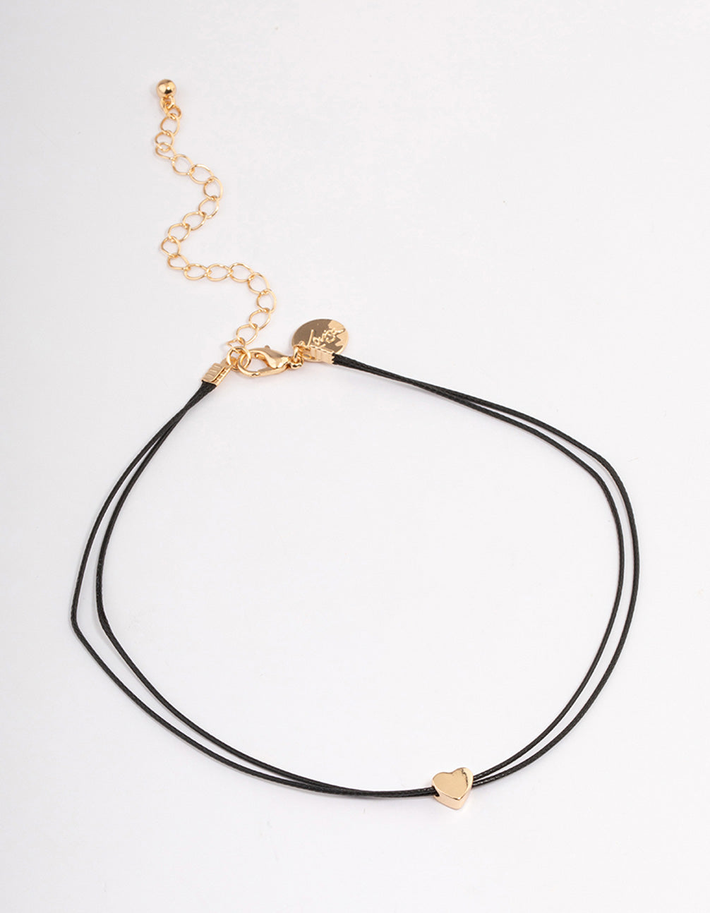 Rhodium Puffy Heart Black Suede Adjustable Cord Necklace - Lovisa