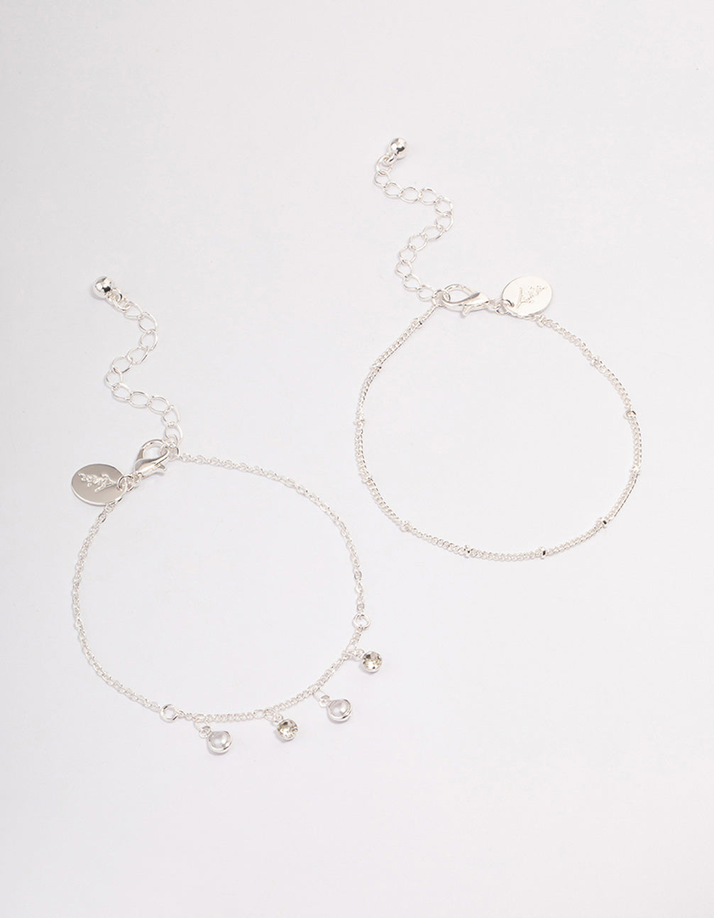 Lovisa Silver Dainty Diamante & Pearl Bracelet Pack