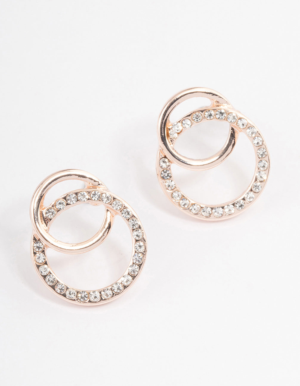 Lovisa Rose Gold Diamante & Plain Circle Stud Earrings