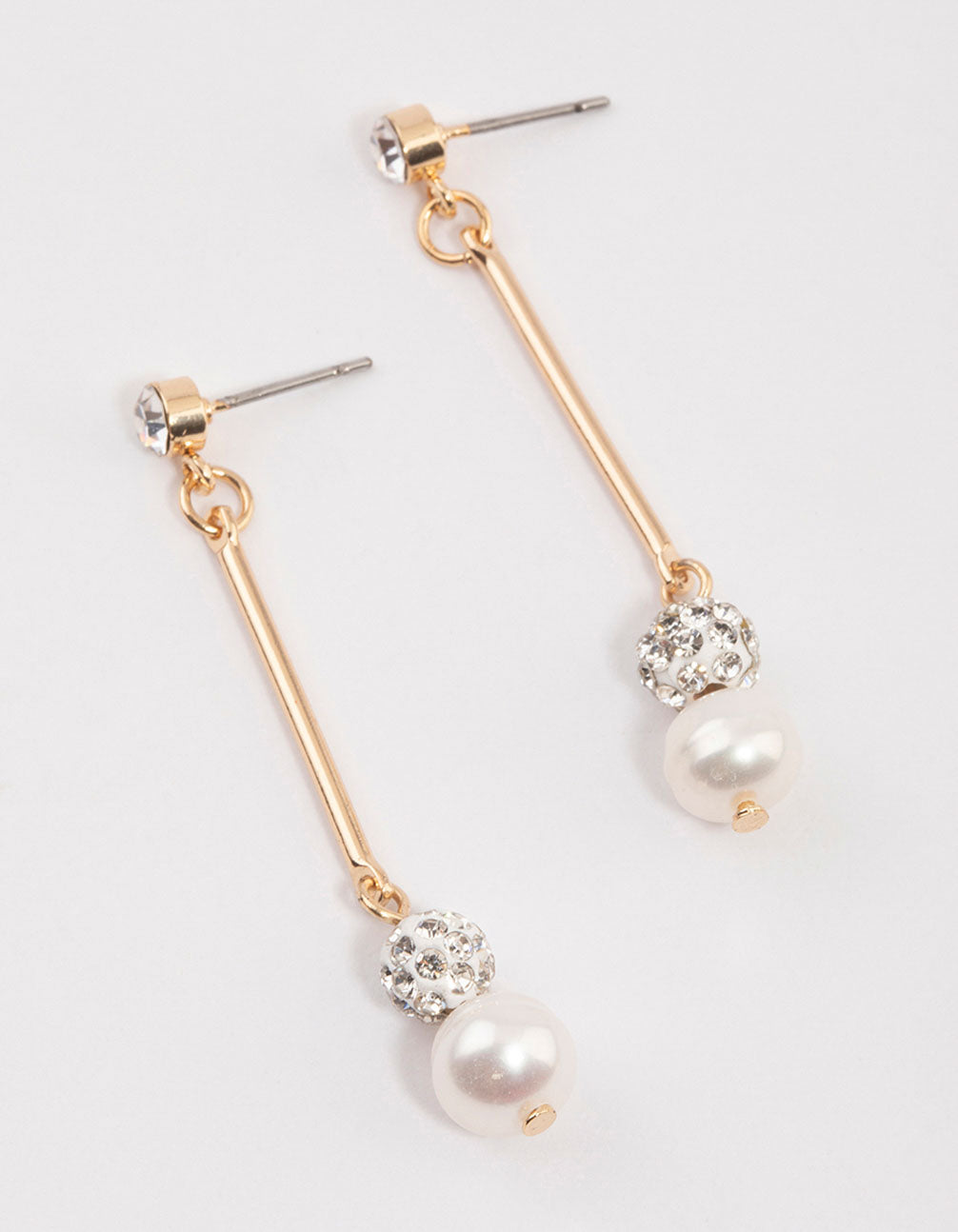 Lovisa Gold Diamante Freshwater Pearl Drop Earrings
