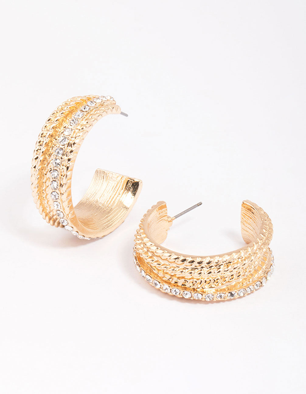 Lovisa Gold Double Glitter & Orb Hoop Earrings in 2023