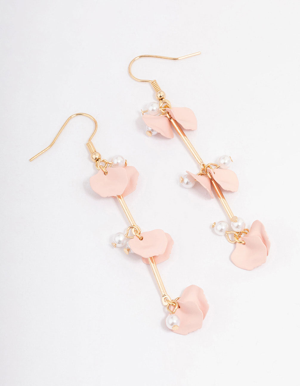 Lovisa Blush Pearl & Petal Bar Drop Earrings