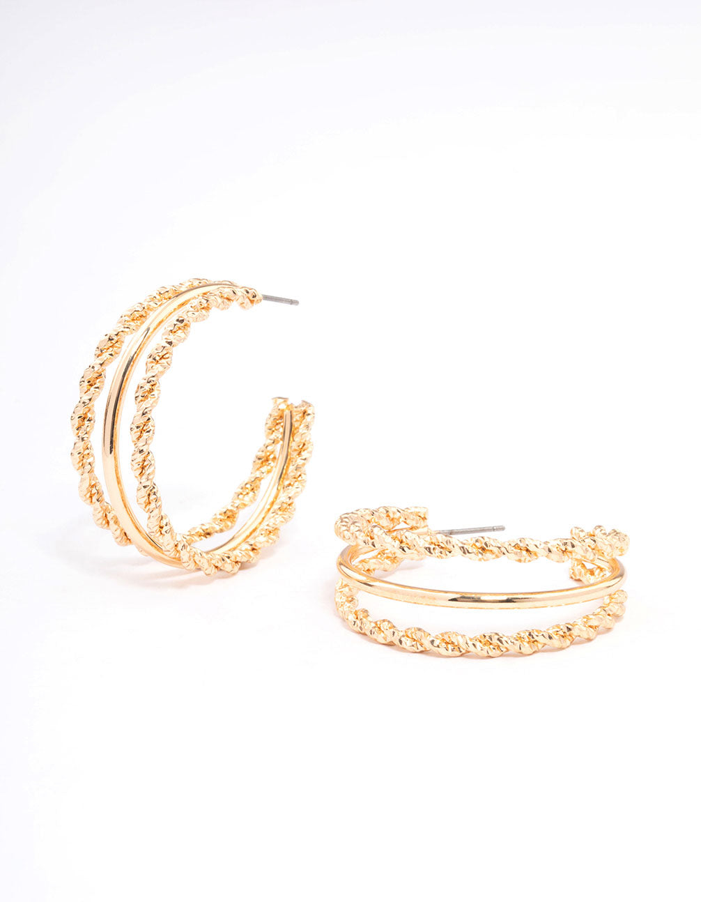 Lovisa Gold Twisted & Plain Triple Hoop Earrings
