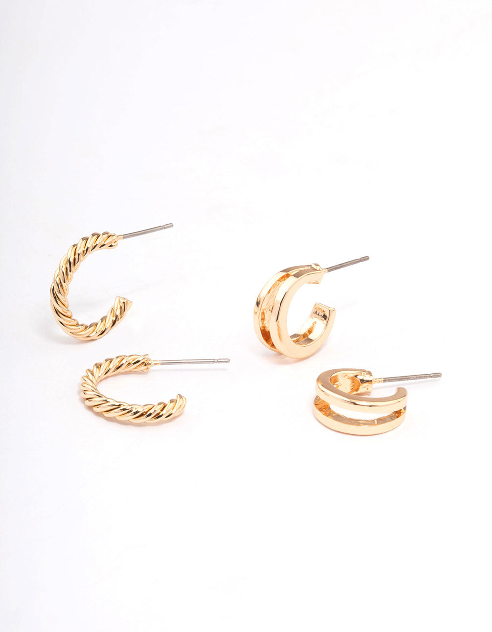 Lovisa Gold Double Hoop & Spiral Earring Pack