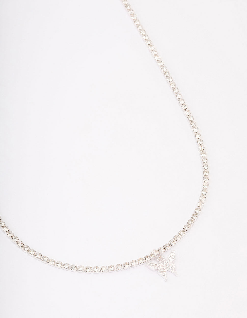 Lovisa Silver Cupchain Diamante Butterfly Necklace