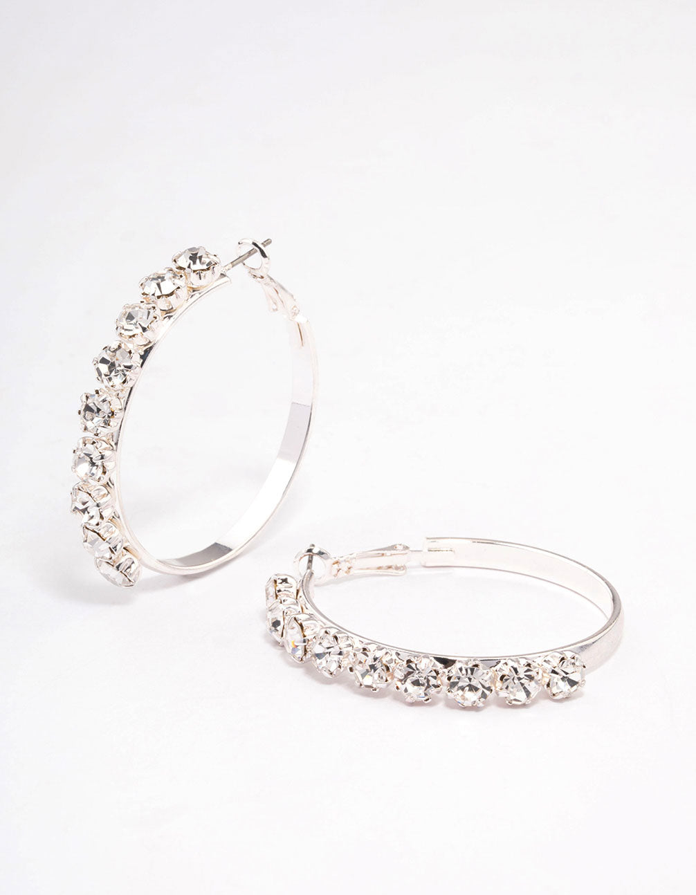 Lovisa Silver Round Diamante Hoop Earrings