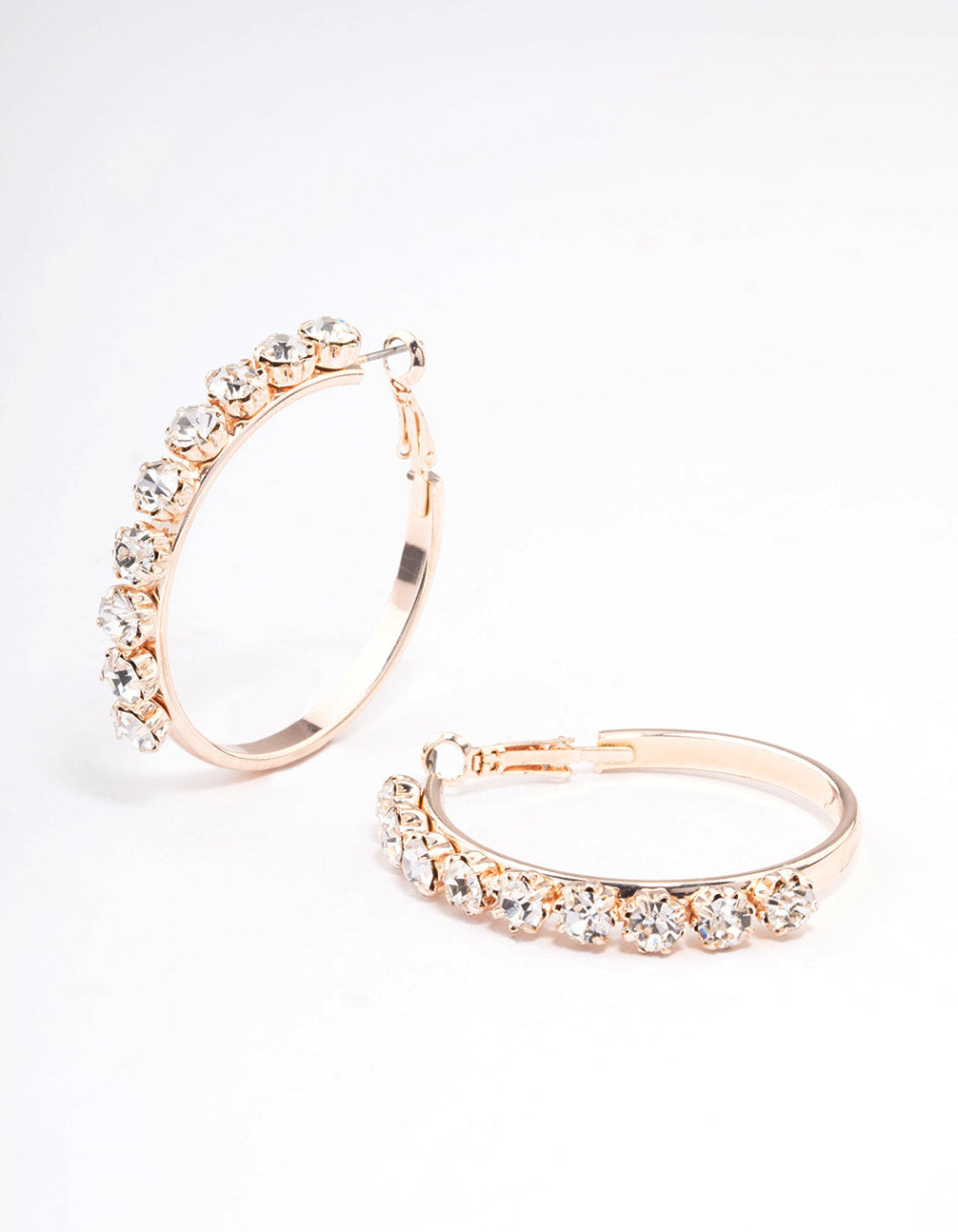 Lovisa Rose Gold Round Diamante Hoop Earrings