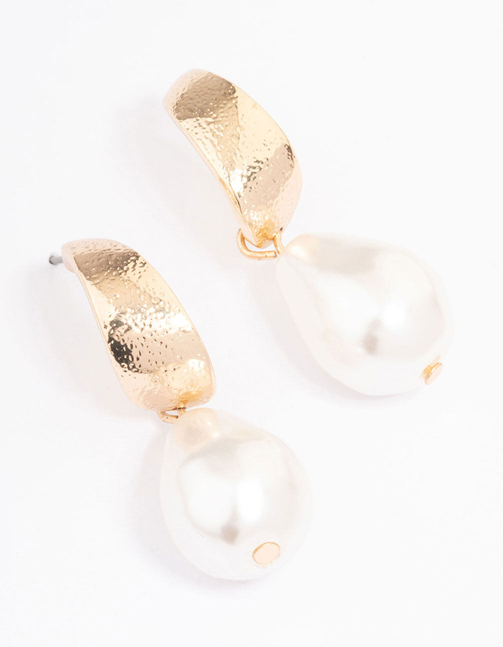 Lovisa Gold Warped Hoop Pearl Drop Earrings