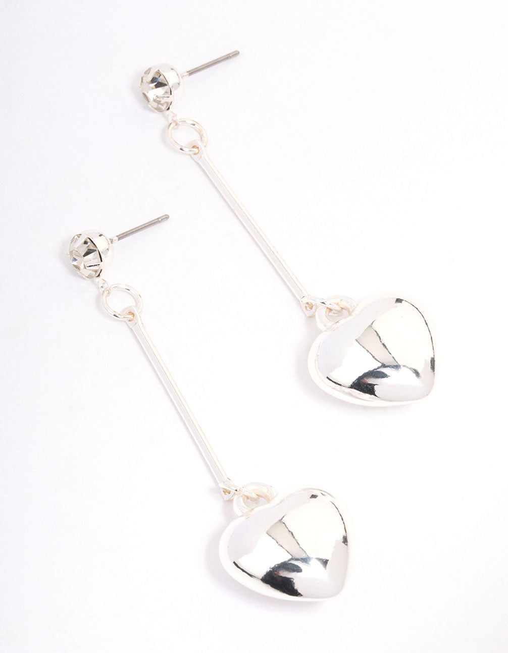 Lovisa Silver Diamante Chubby Heart Drop Earrings