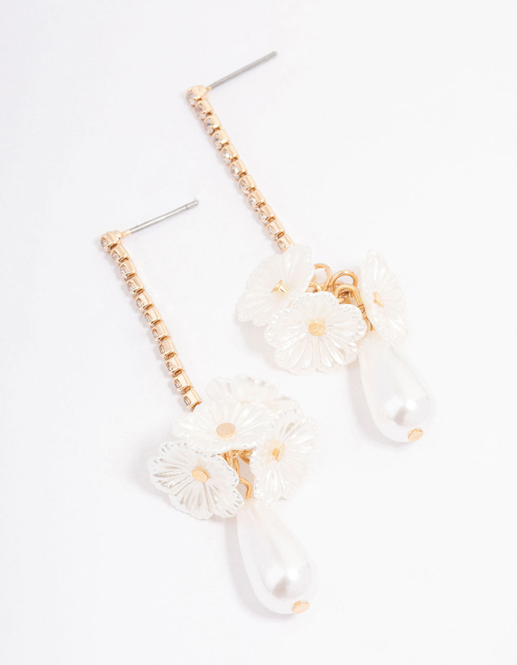 Lovisa Gold Cupchain Flower Pearl Drop Earrings