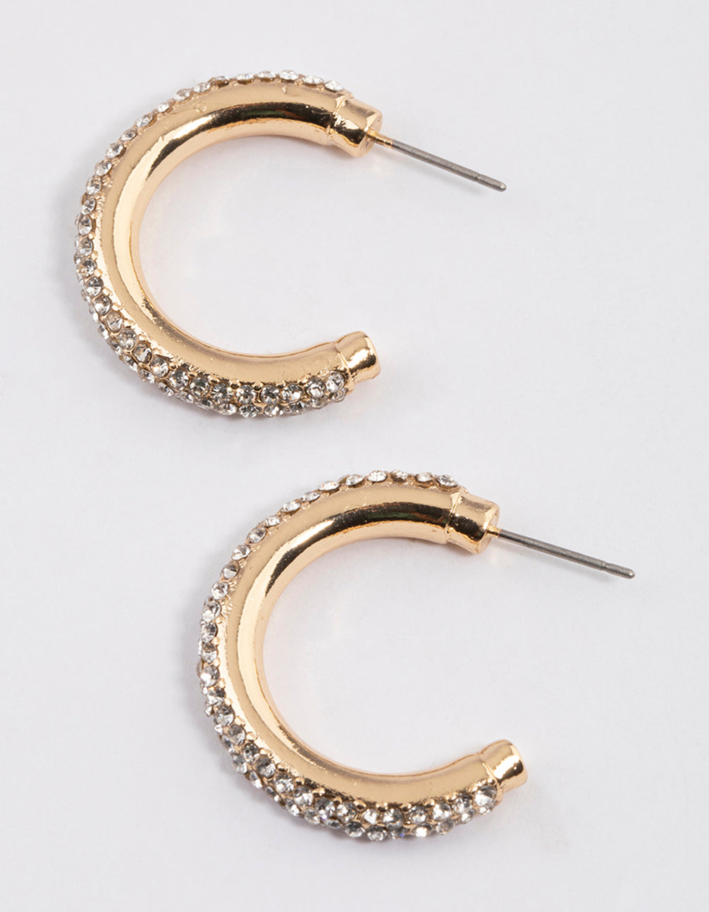 Lovisa Gold Diamante Tube Hoop Earrings