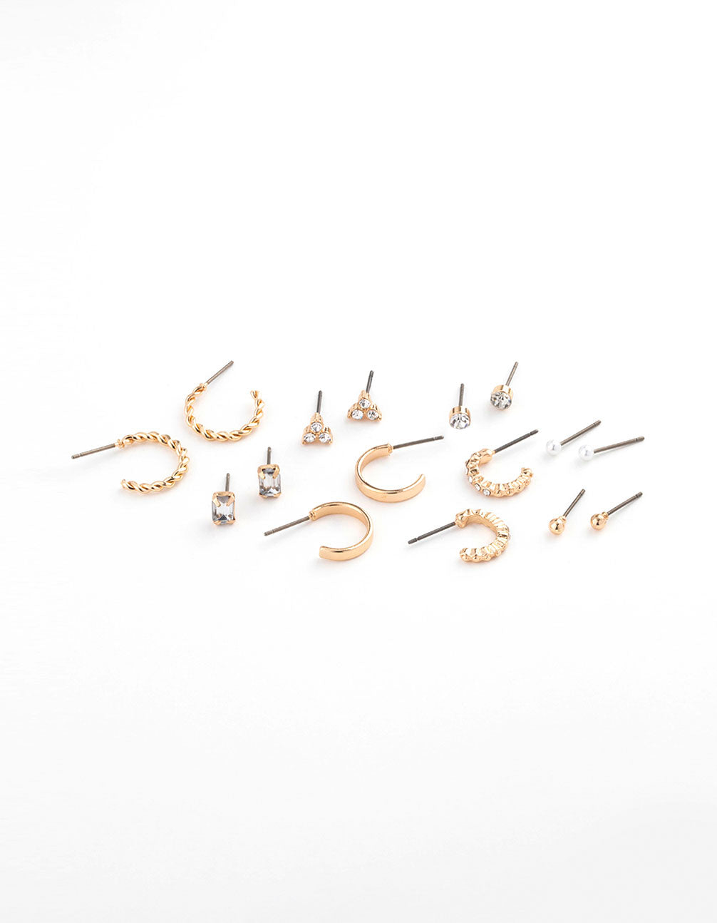 Lovisa Gold Diamante Baguette Earring 8-Pack