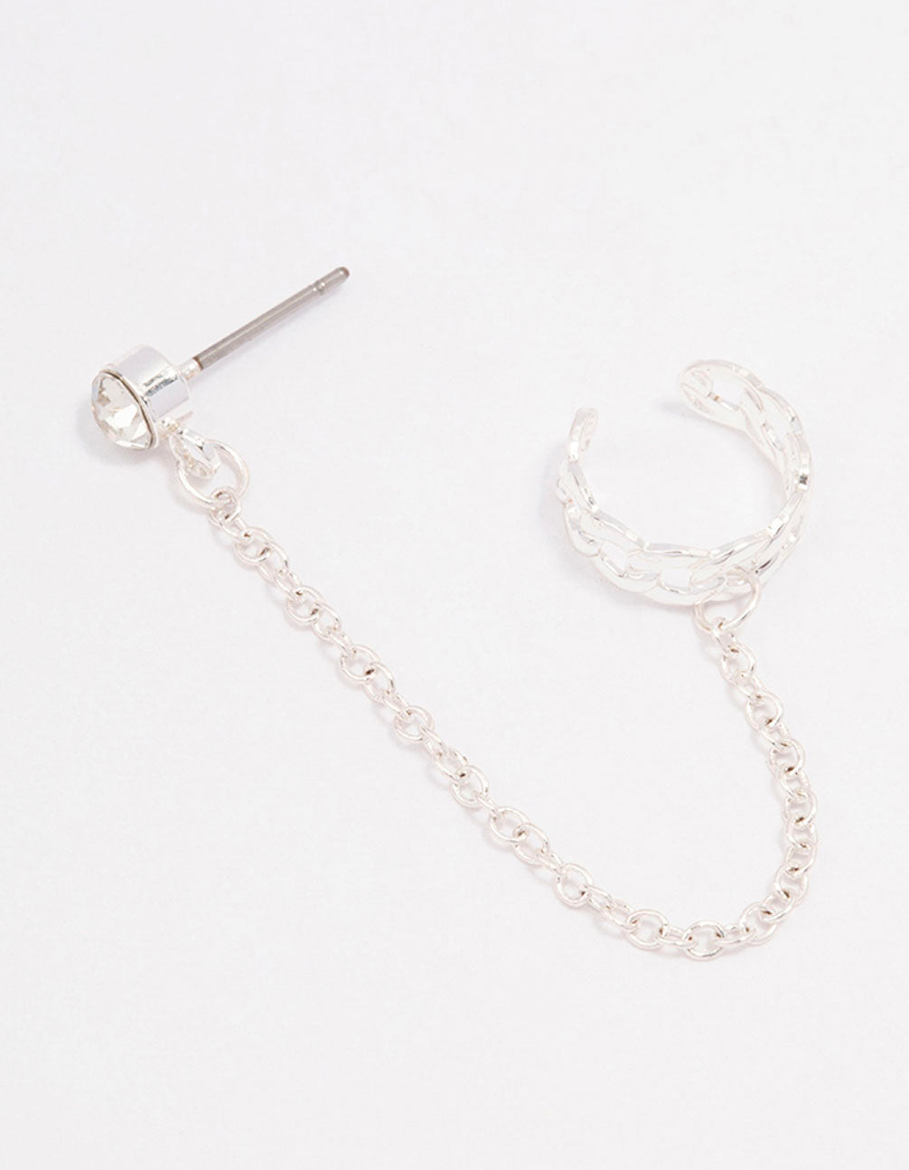 Lovisa Silver Chain Link Cuff & Diamante Chain Drop Earrings
