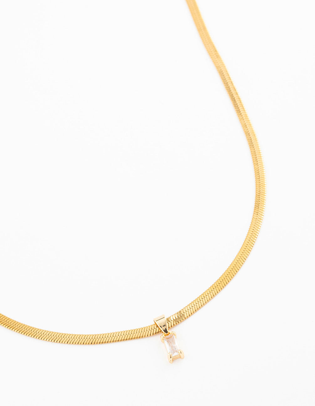 Lovisa Gold Plated Cubic Zirconia Baguette Snake Pendant Necklace