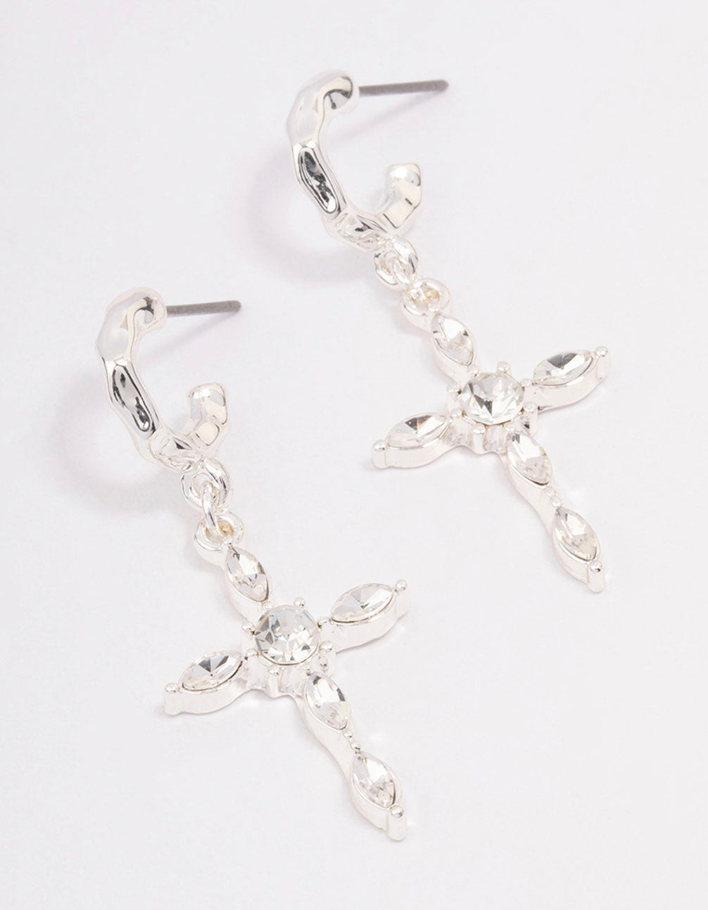 Lovisa Silver Diamante Cross Huggie Earrings