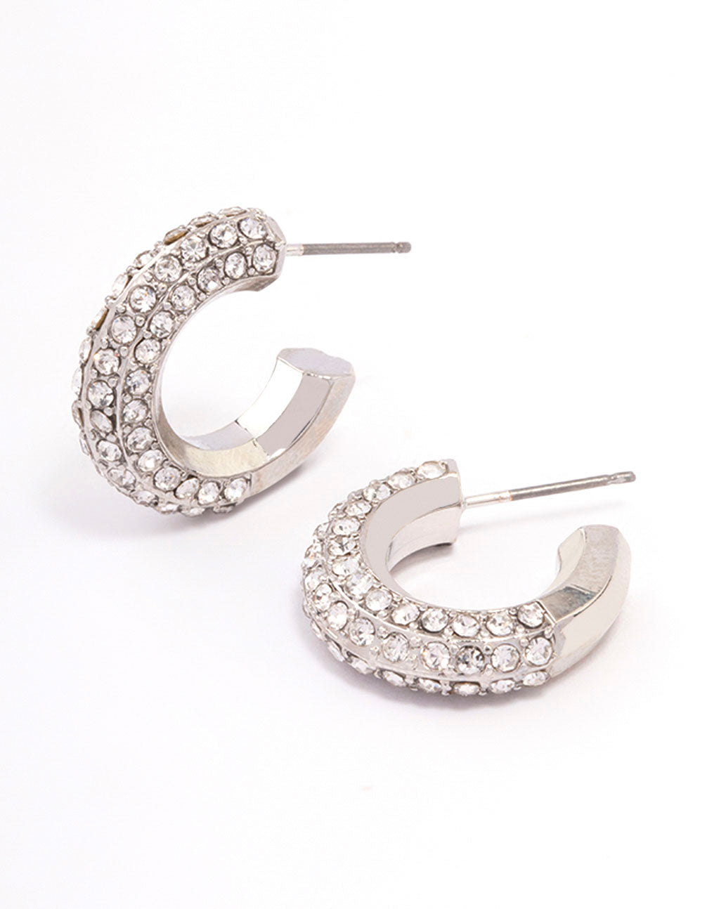 Lovisa Silver Diamante Chubby Huggie Earrings