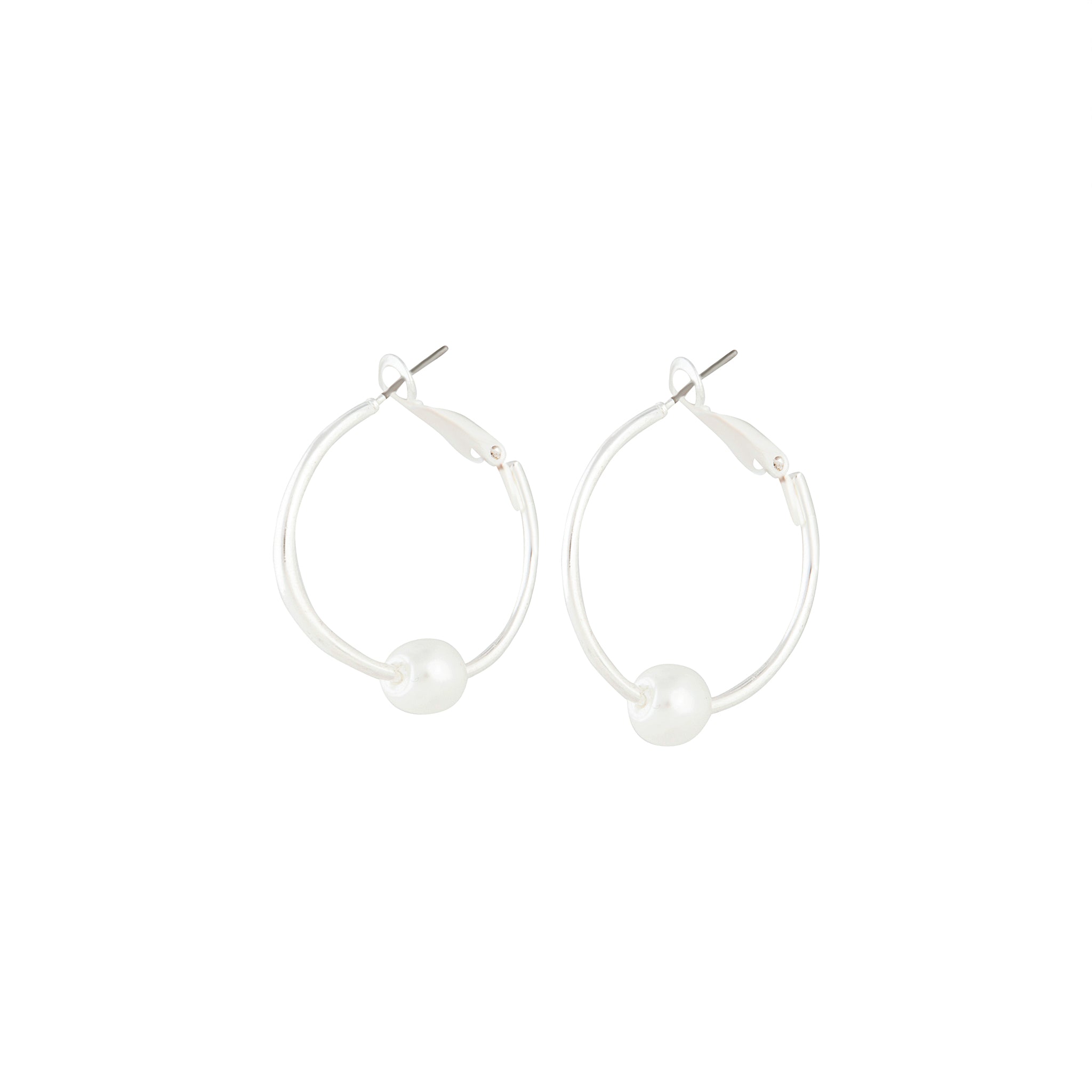 pearl hoop earrings silver