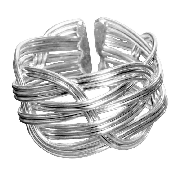 Artisan Handmade Silver Woven Braid Ring - OMishka