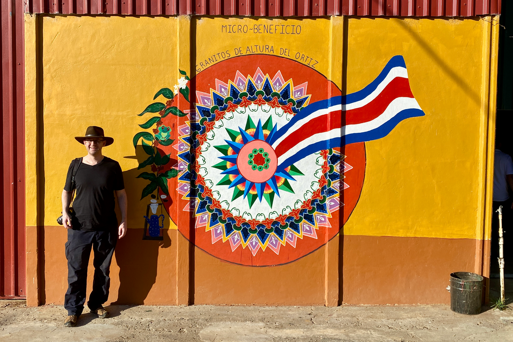 OCR Green Buyer Roland Glew outside the Granitos mill in Dota, Costa Rica