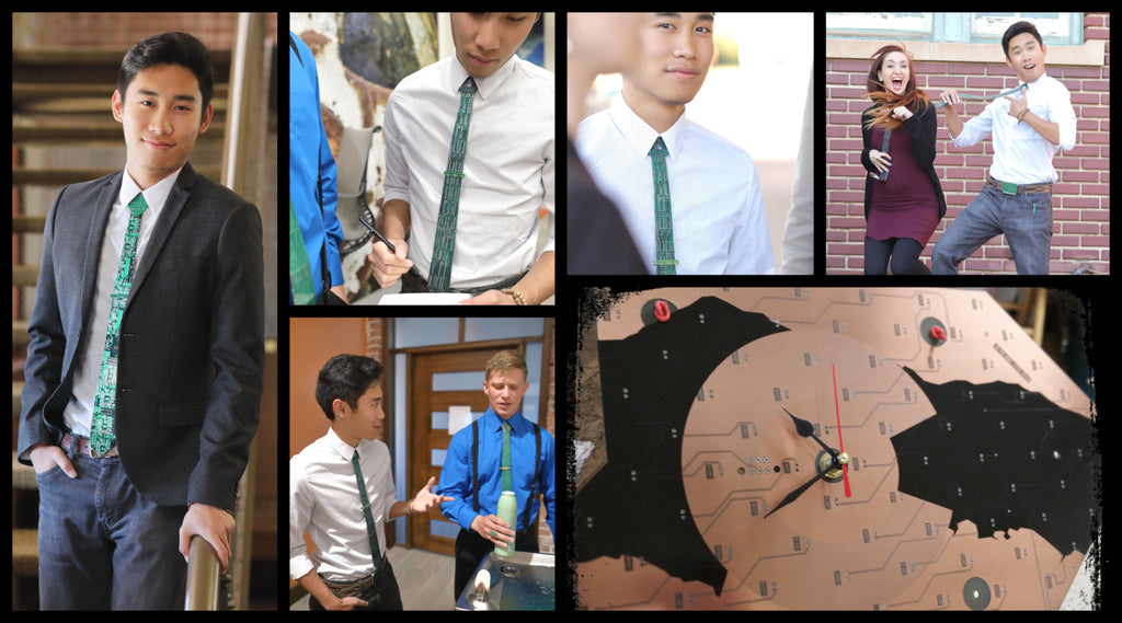 Jerimie is rediculously good looking in his Circuit Board Tie and he designed a Colorado Flag Clock