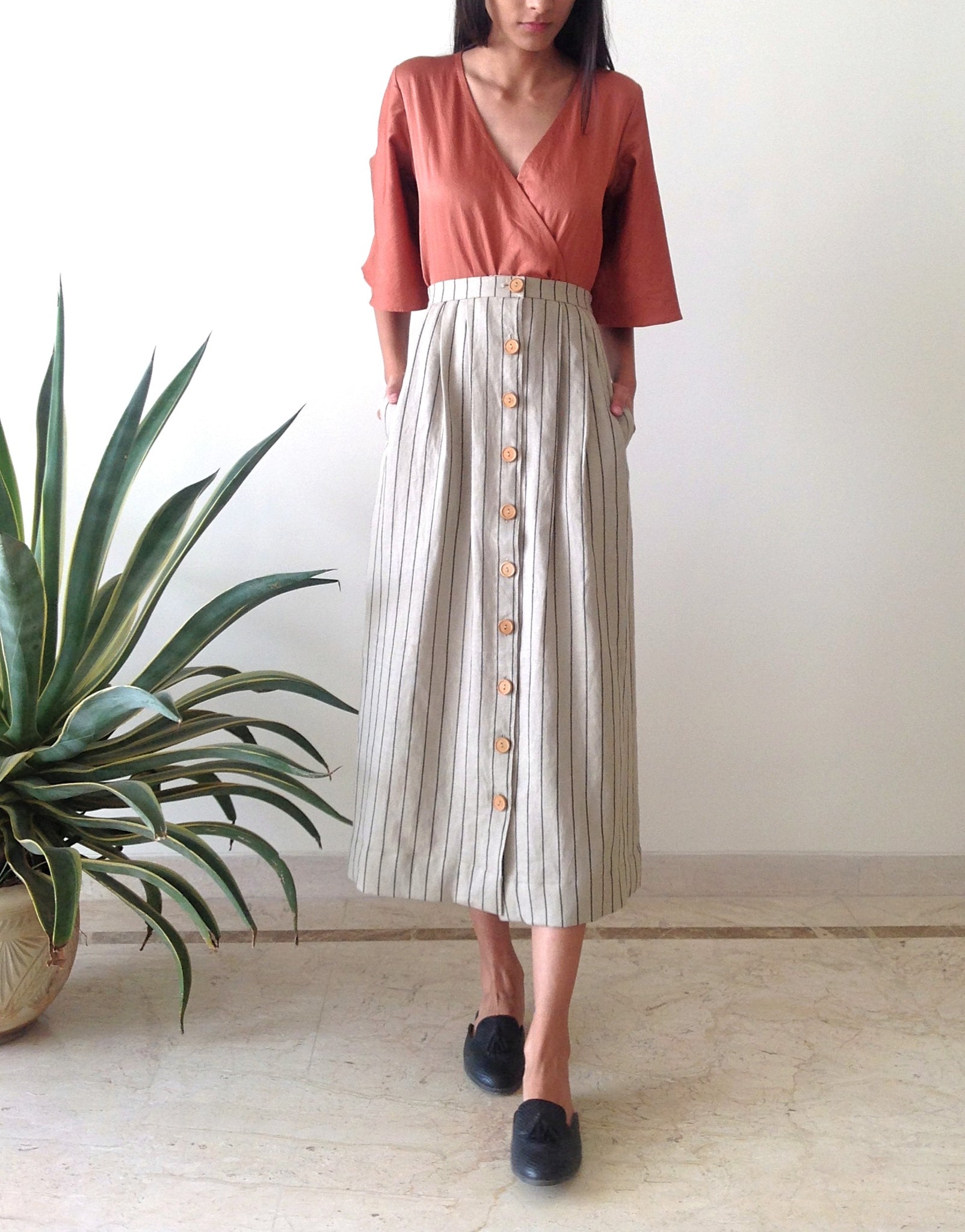 1) Linen Button-down Skirt — Increscent