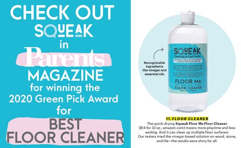 SQUEAK in Parents Magazine.  Best Floor Cleaner